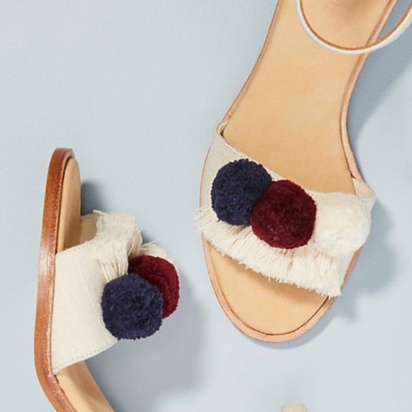 Soludos Shoes - Soludos Capri Linen Blush Pompom Heeled Sandal NIB